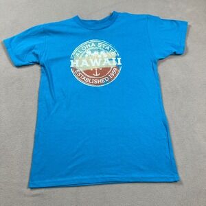 Hawaii Aloha State T Shirt Kids L Blue Suna Established 1959 Graphic Vintage